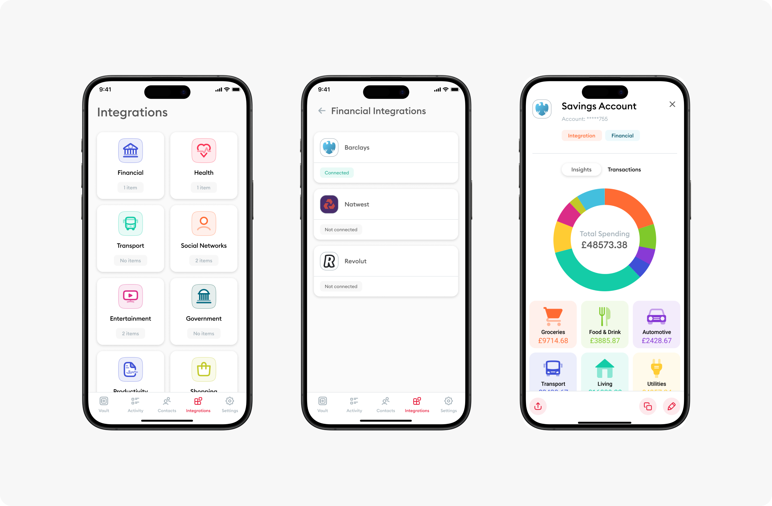 Meeco Digital Vault screens